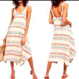 Free People Harper Striped Midi Dress L